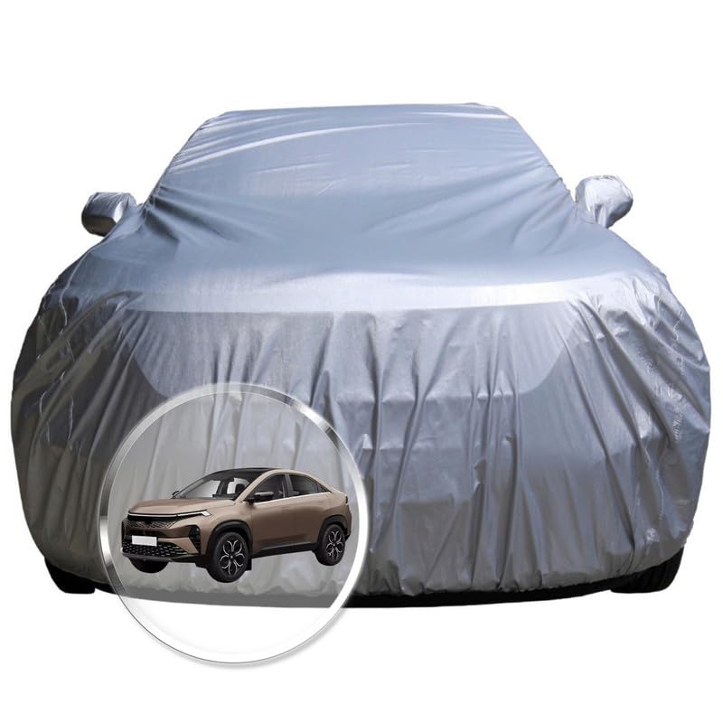 Image of NEODRIFT 'CrystalTech' Car Cover for Tata Curvv (100% Water-Resistant, All Weather Protection, Tailored Fit, Multi-Layered & Breathable Fabric) (Colour: Crystal Silver)