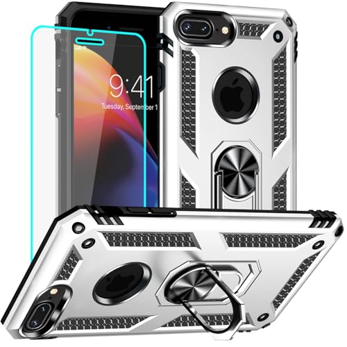 Coque iPhone 8 Plus robuste anti-rayure : protégez votre écran et téléphone avec anneau