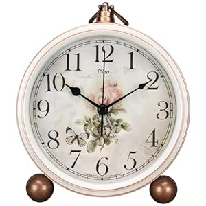 Classic Vintage Clock Elegant and Decorative Analog ClockSilent Non Ticking Clock with Distressed Metal Frame for Office Living Room or Bedroom