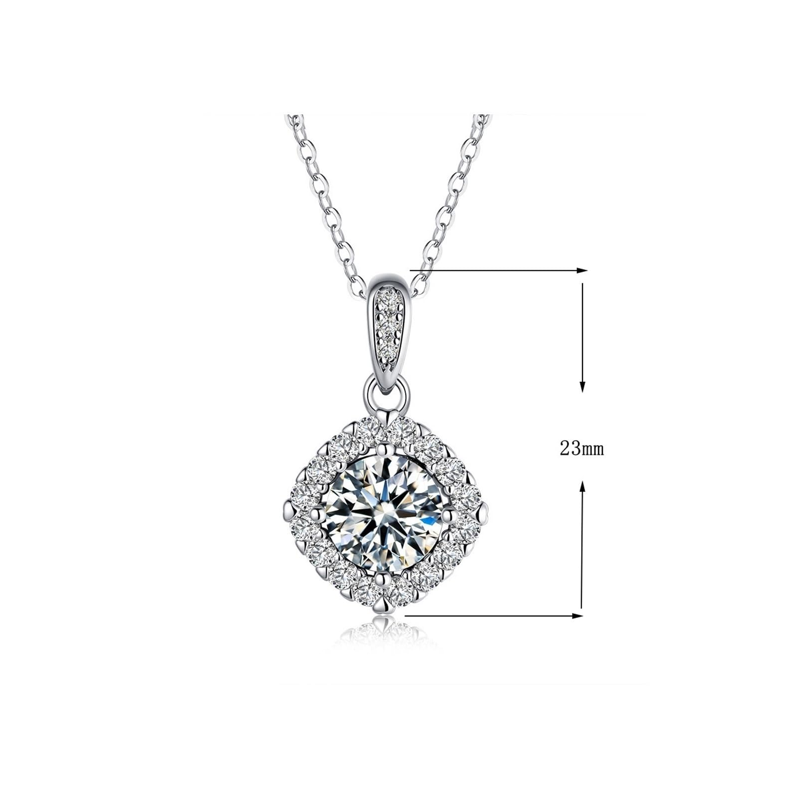Wisiorek z kamienia szlachetnego dla kobiet, złoty łańcuszek Halo, 45 cm, damski z moissanitem i moissanitem dla przyjaciółki