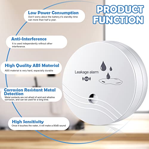 6 Pcs Water Leak Detector 90Db Water Sensor Alarm Wireless Water Alarm Water Detector Alarm Battery Operated Water Leak Sensor For Basements Floor Home Bathrooms Laundry Without Battery Included #TOP2