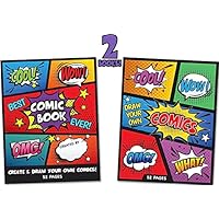 Blank Comic Book | Set of 2 | Create Your Own Comics and Cartoons with 5 Comic Templates | Blank Books for Kids | Creative Gift Idea | Road Trip Essentials