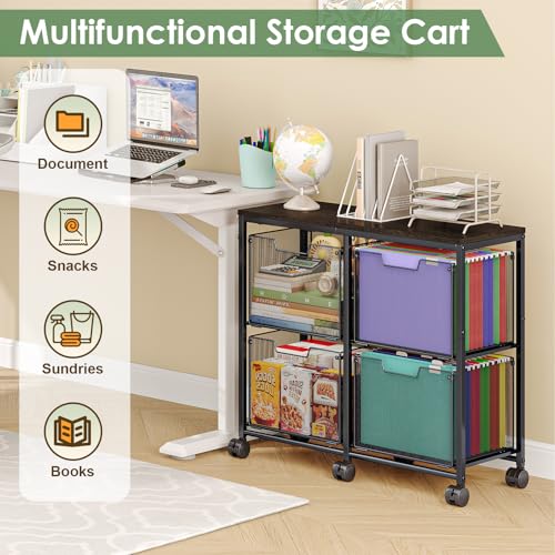 Sbanmao 4 Drawer Lateral File Cabinet, Mobile Filing Cabinet, Printer Stand with Wheels Under Desk Storage Office Storage Cabinet Fits Letter Size for Home Office, Black - Image 4