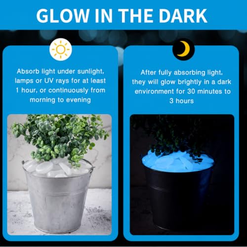 Image of Landical 300 Pcs 1.8 Inch Large Glow in The Dark Rocks Glow in The Darks Pebbles Outdoor Fish Tank Rock Aquarium Luminous Stone for Landscaping Succulent Plant Decor, 4700g /10.36lbs(White)