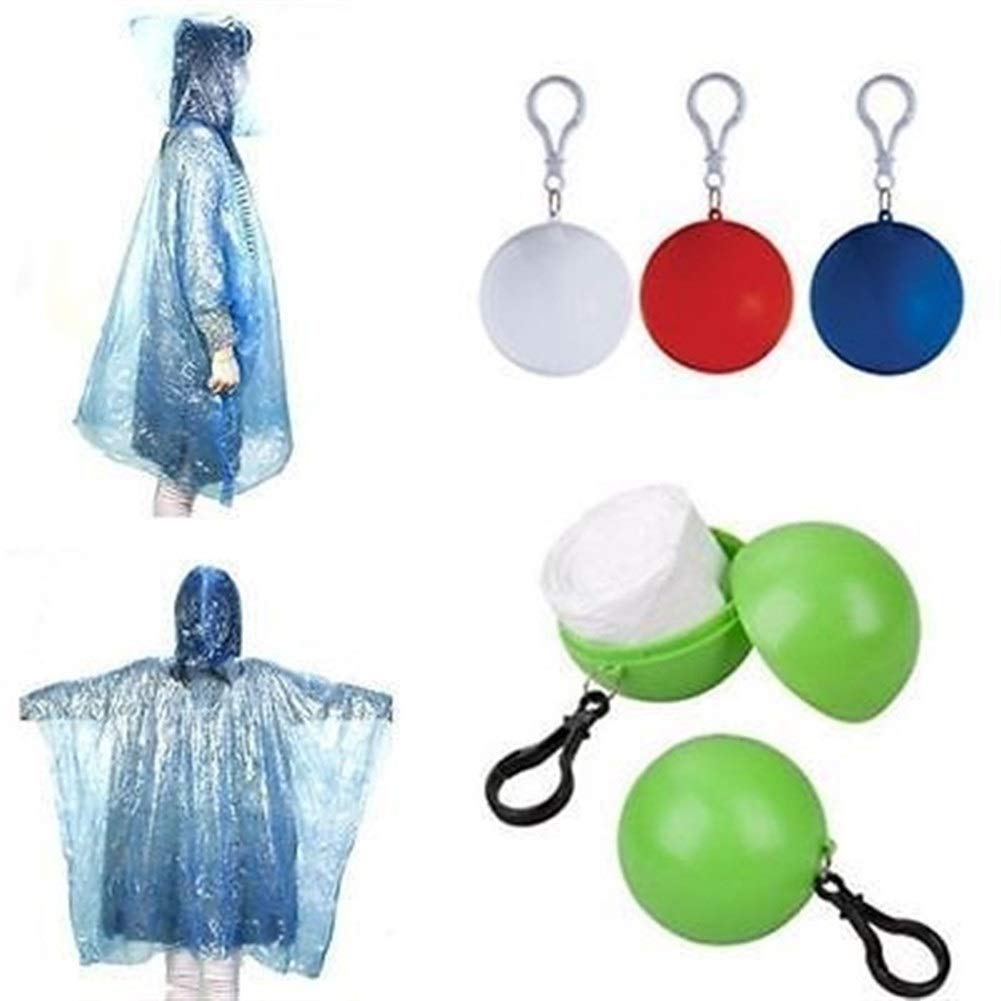 Easy To Use 1Pcs Portable Raincoat Disposable Portable Rain Jacket Poncho Unisex Rainwear Keyring Ball (Color : Blue, Size : One Size)