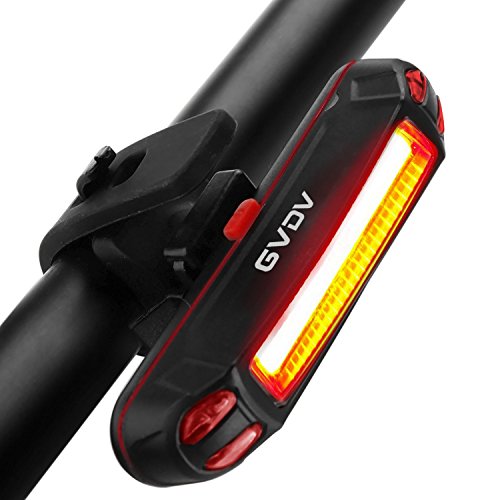 GVDV Feu Arrière pour Vélo VTT Phare Éclairage avec Batterie Intégrée Rechargeable, 6 Modes d'Éclairage, Noir