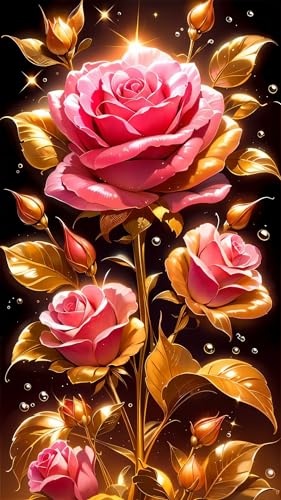 ARTGOTO Extra Large Diamond Art Painting Kits for Adults,23.6x41.3 inches/60x105 cm Flowers Rose B DIY Full Round Drill Diamond Dots,Extra Large Size for Home Wall Decor Gifts