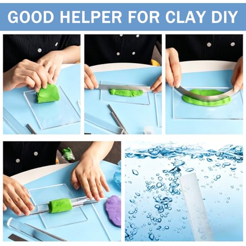 Image of Serplex Polymer Clay Cutter Tools Set for Sculpting Craft Shaping, Acrylic Roller, Tube Extruders & Stainless Steel Blades, Non-Stick Polymer Clay Tools for Cutting, Shaping & Smoothing, DIY Crafts