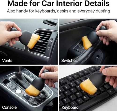Image of Car Interior Dust Sweeping Soft Brush,Detailing Brush Set for Interior Exterior,Cleaning Dusting for Auto Dashboard,Vents,Computer,Leather