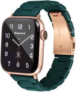 Corsea Resin Band for Apple Watch Strap Replacement Bracelet With Stainless Steel Buckle - Lightweight, Comfortable & Fashionable - Compatble with Series 8 7 6 5 4 3 2 1 SE