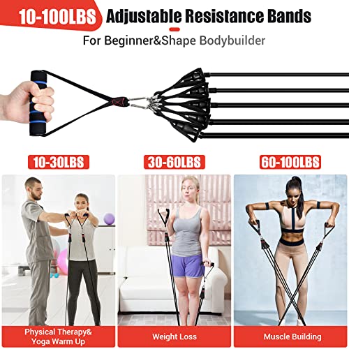 Image of Resistance Bands with Handles for Women, 5 Level Exercise Bands