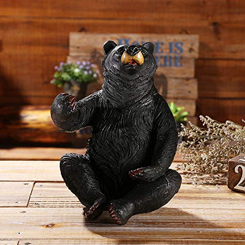 Statue d'ours en résine et porte-bouteille rétro pour étagère