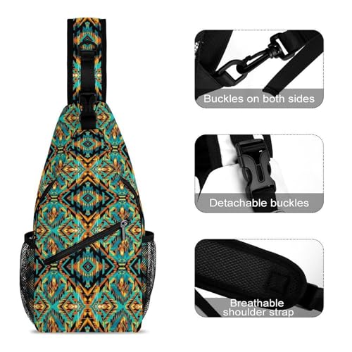 Fashion Day Pack Small Cross Body Backpack Sling Shoulder Bag Chest Bag For Men And Women Southwest Native Indian American Aztec Print3
