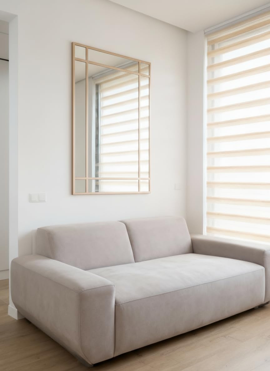 THEROSE Espejo Ventana, Espejo Industrial, Estilo Danés, Aluminio Oro Dorado 120 x 80 cm