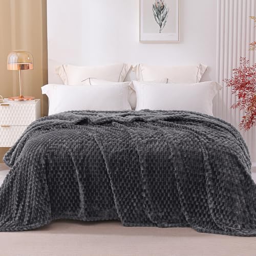 Image of Exclusivo Mezcla Fleece Twin Blanket for Bed, Extra Large Fuzzy Dark Grey Bed Blankets, Soft Cozy Plush Sofa Throws for All Seasons, 90x66 Inches