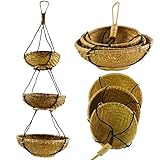 [page_title]-Simandra Rattan Hängekorb, Bambus Hängeregal, Boho Unikat, Hänge-Etagere Regal Dekorative Korbhänger