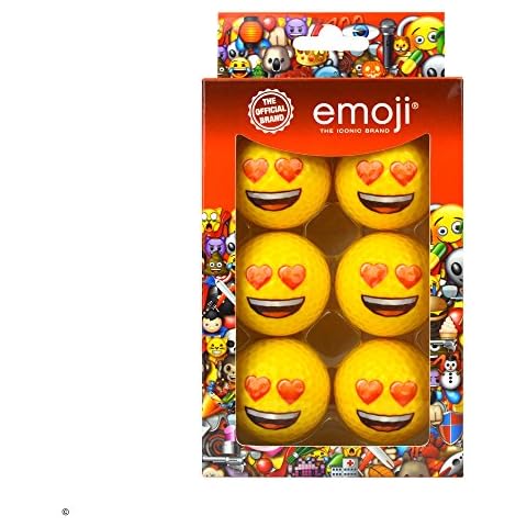Emoji Unisex Adult 6 Pack Heart Eyes Novelty Fun Golf Balls - Multicoloured, N/Hand Cover