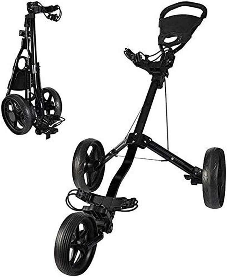 Golf PushCart Push Cart for Golf Clubs Golf Cart, 3 Wheel Golf Trolley Swivel Quick Folding Golf Pull Push Cart, Golf Cart with Multi-Function Panel, Easy to Open