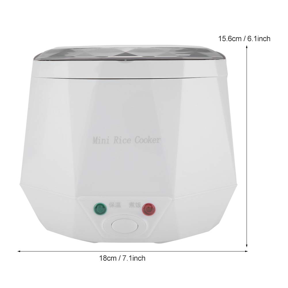 1,6 L Olla Arrocera Eléctrica, 24 V 140 W Mini Olla Arrocera Multifunción Portátil, Vaporizador de Alimentos para Camión para Cocinar (Blanco)