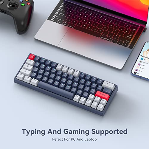 Loreran Okb120 Wireless 61% Mechanical Keyboard, Modes Bt5.0/2.4G/Wired, Backlit Ultra-Compact 64 Keys Gaming Keyboard With Stand-Alone Arrow/Control Keys (Hot Swappable Red Switch, Blue) #TOP5