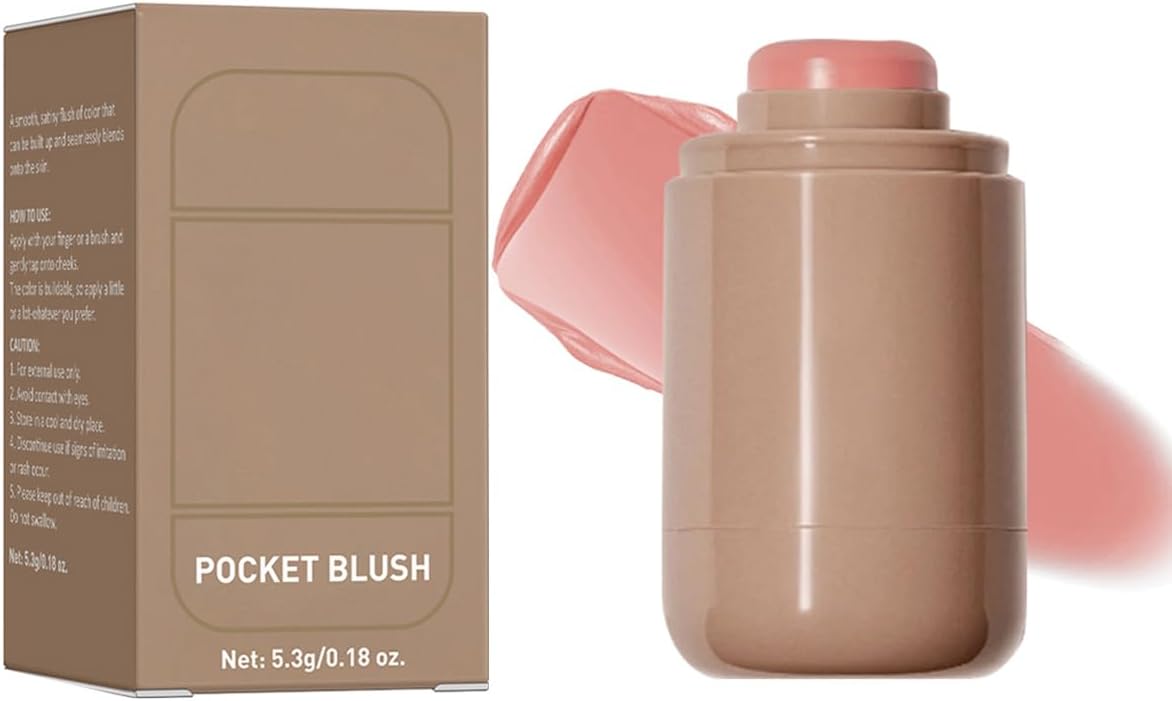 Cream Blush stick, Natural-Looking Matte Finish Makeup Blush stick, Hydrating Long Lasting Lightweight Blendable Blush for cheeks (#4 Neutral Peach, 1 PC)