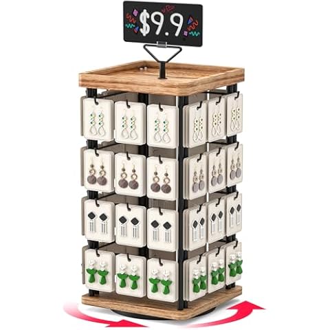 ORLESS Rotating Earring Display for Vendors, Jewelry Display Stand for Selling, Necklace Display Stands Earring Cards for Selling Bracelets, Jewelry Towers Cover