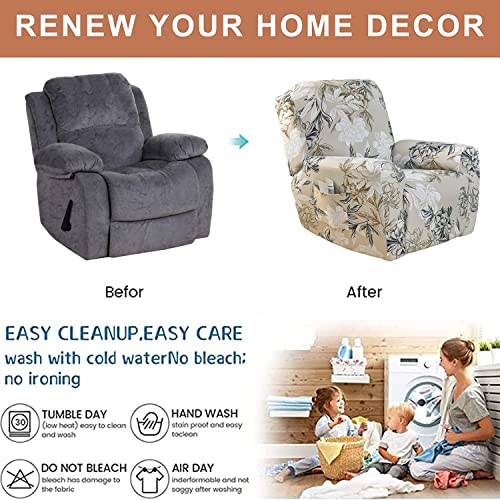 Image of Eco-Ancheng Recliner Slipcovers 4-Pieces Lazyboy Recliner Covers Recliner Couch Covers Recliner Chair Cover Non Slip Reclining Slipcovers with Storage Pockets Furniture Protector for Living Room