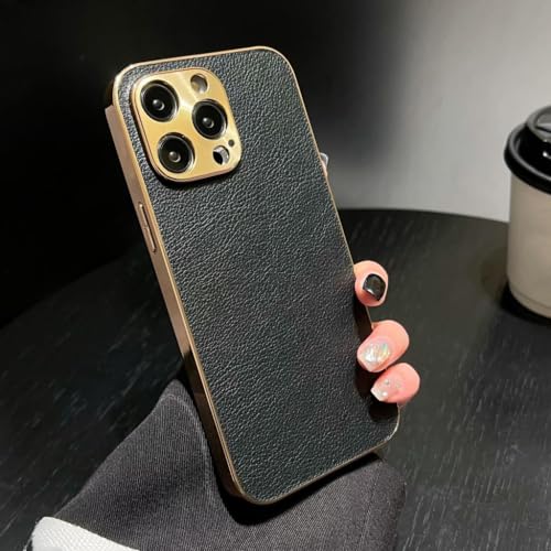 Étui de téléphone en cuir souple noir pour iPhone 14 Plus