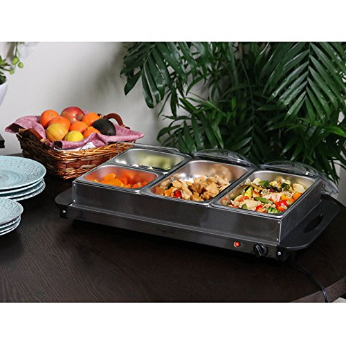 MegaChef Stainless Steel Housing Easy Clean Buffet Server & Food Warmer With 4 Sectional Trays - Thumbnail 5