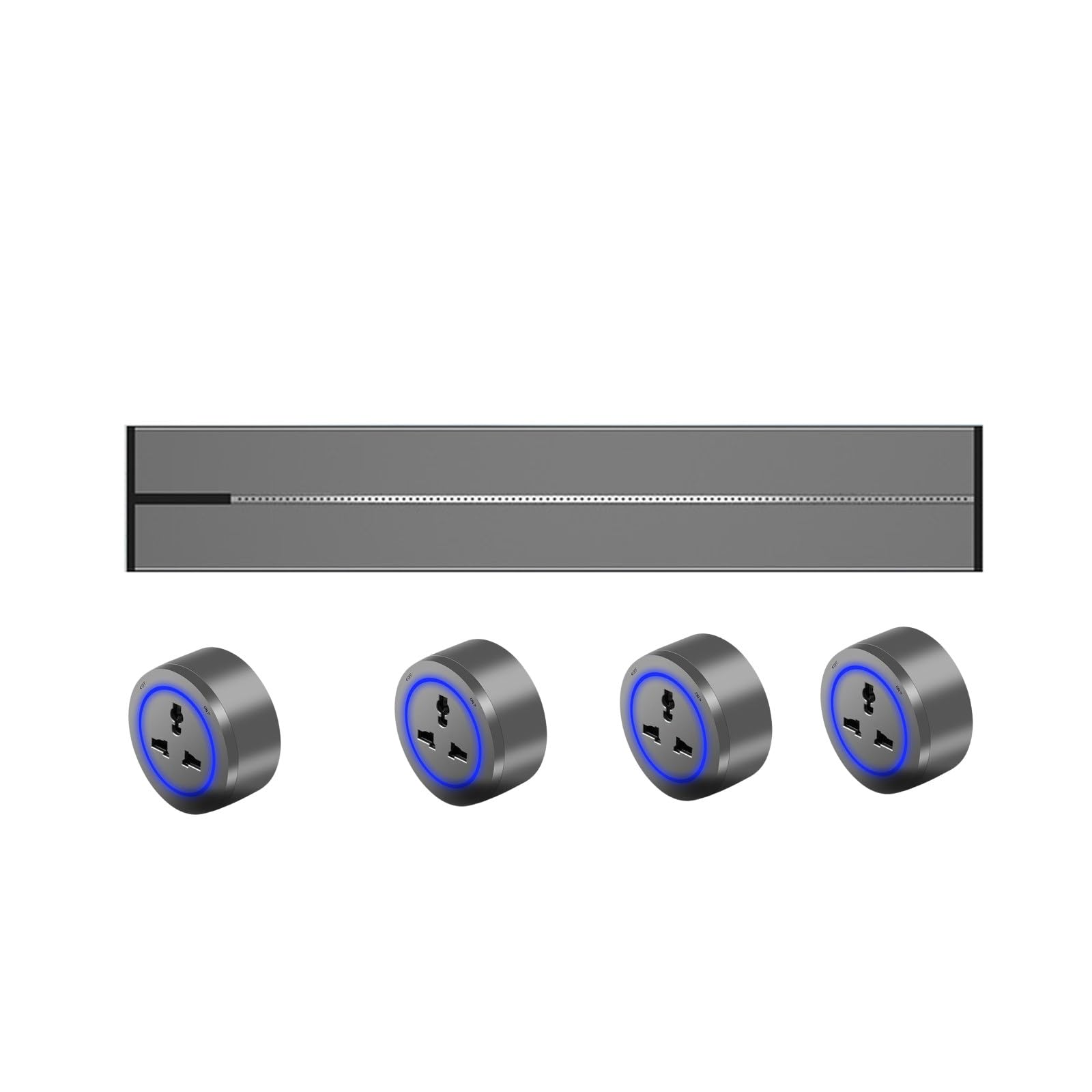 Power Strips Wall-Mounted Removable Power Sliding Track Socket, Anti-Shock, Detachable Supply(Gray,0.5M)