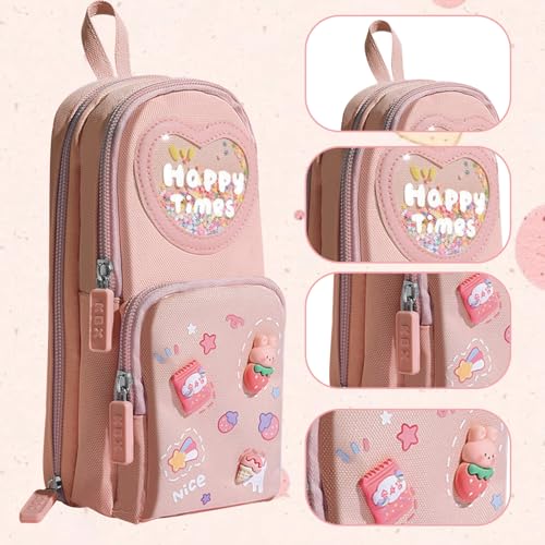 KASESSS trousse Sac Scolaire Mini Fille, Grande Trousse 6 Compartiments, Portable, École Kawaii – vue 5