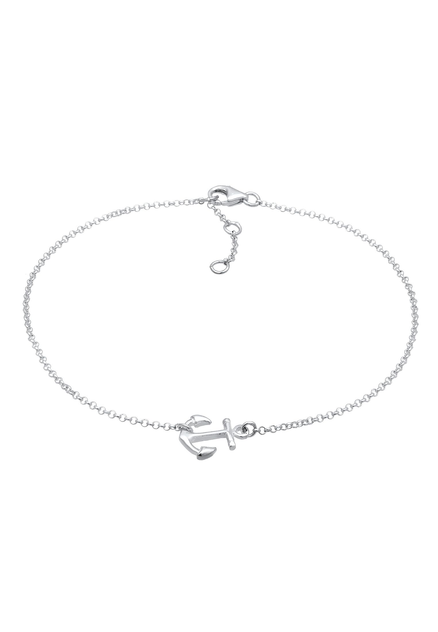 Elli Women's 925 Silver Xilion Cut Anchor Maritim Hanseatic Anklet Length of 25 cm