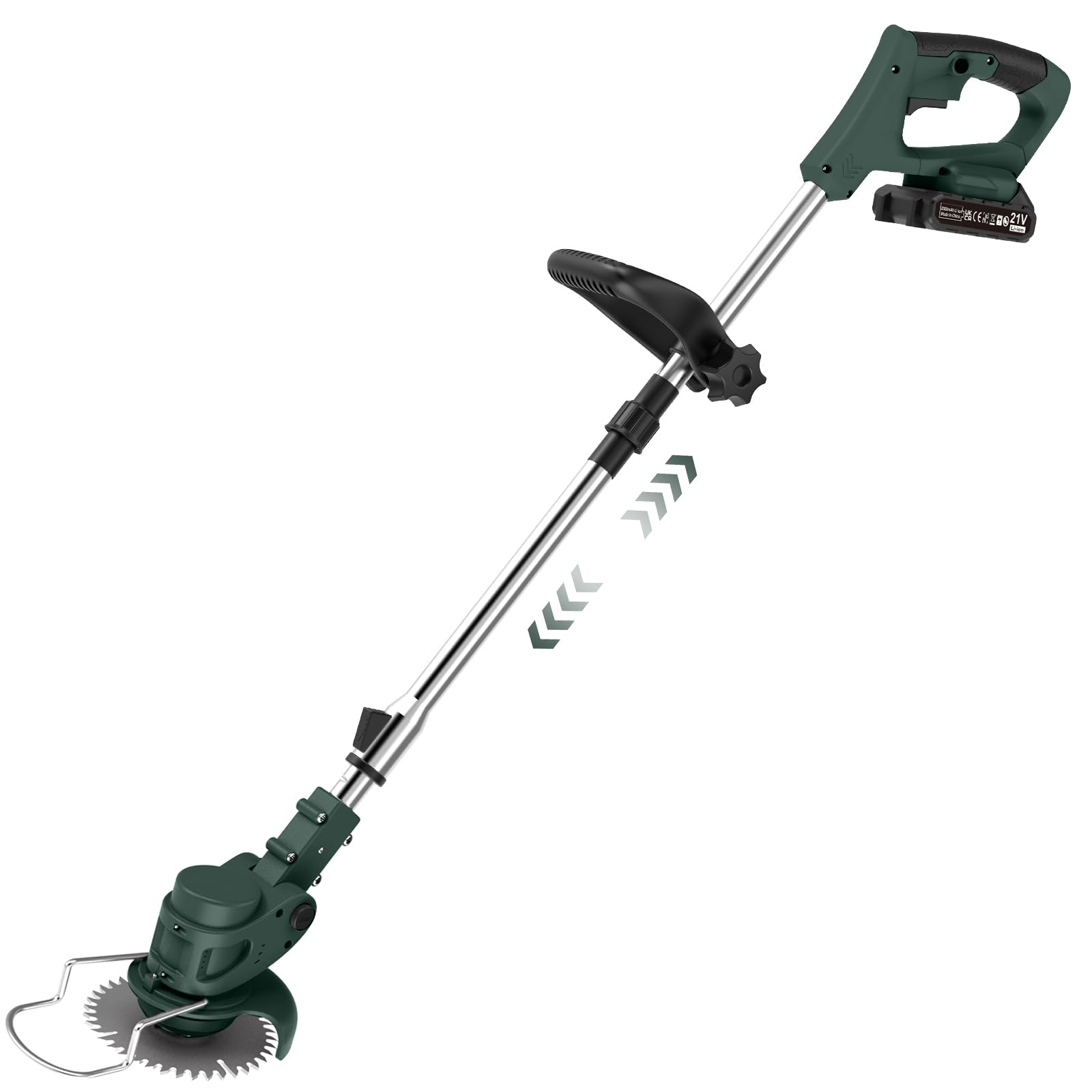 Cordless Strimmer with 4 Blades and 2 x 21V 2000mAh Battery, Garden Strimmer with Foldable Design and Adjustable Telescopic Shaft, Grass Trimmer for Lawn, Bushes and Yard - Orange — view 9