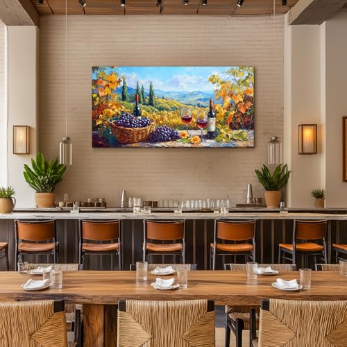 crmotu Orchard Landscape Wall Art, Vineyard Prints Dining Room Art, Fruit Grape Extra Large Canvas Paintings, Rustic Cozy Pictures Wall Decor Living Room Farmhouse Wine Cellar Home Office 30x60 Inch