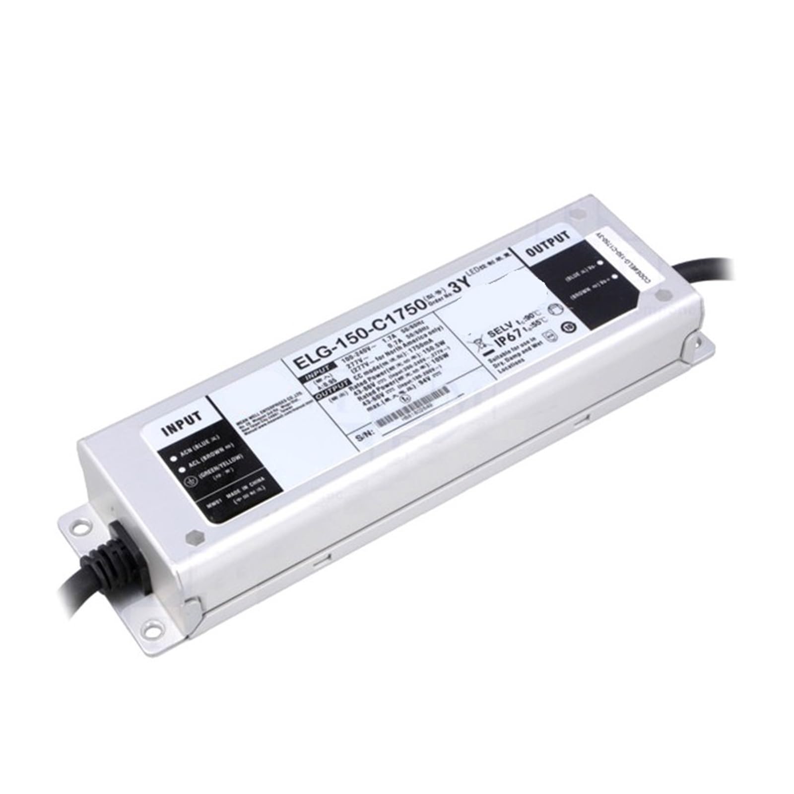 BRODEFUP 105~150W Constant Current Driver ELG-150-C500A-3Y ELG-150-C700A-3Y ELG-150-C1050A-3Y ELG-150-C1400A-3Y(ELG-150-C1050A-3Y)