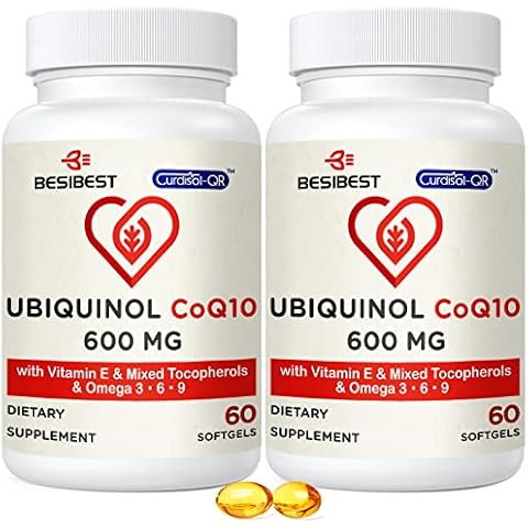 Ubiquinol CoQ10-600mg-Softgel, Active Coq10 Ubiquinol Supplement with Vitamin E & Omega 3, 6, 9, High Absorption-Coenzyme-Q10, Powerful Antioxidant for Energy Production, Tested, 120 Count Cover
