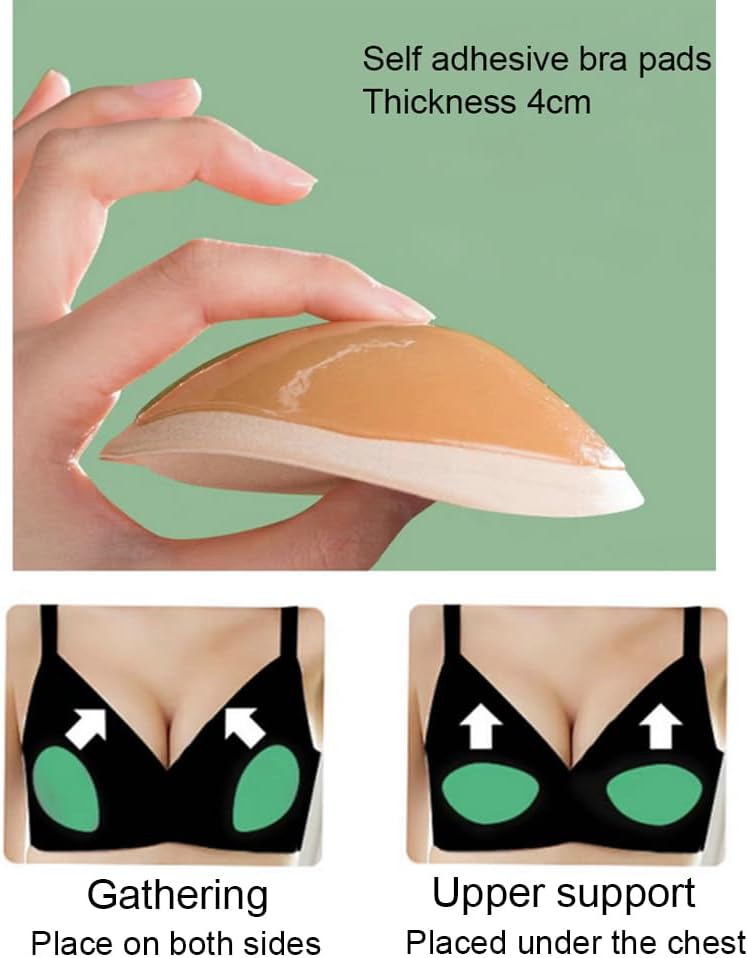 2 Pairs Removable Bra Pads Lift Breast Inserts Self-Adhesive Silicone Bra Inserts Breast Pads Invisible Padded Bra Cups Insert Bikini Push Up Sticky Bra Cups Sports Cups for Swimsuit Bikini Top - Image 6