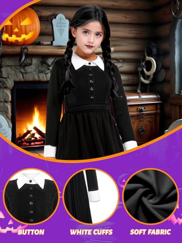 Vestido negro con cuello para niñas disfraz escolar cosplay miniatura 3
