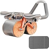 腹筋ローラー 自動リバウンドAbローラー 腹巻キャスター トレーニングローラー 膝パッド付き 静音 ストップ 安定感 握りやすい ストレッチ ダイエット器具 男性 女性 初心者用