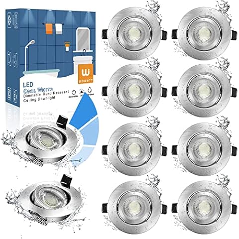 wowatt 10er Einbaustrahler LED 3 Stufig Dimmbar 7W LED Einbauleuchten 230V Flach 700lm Ersetzt 70W Halogen Spots LED IP44 Kaltweiß 6000K Badeinbaustrahler Schwenkbar Rund 68mm Deckenspots Badezimmer Cover