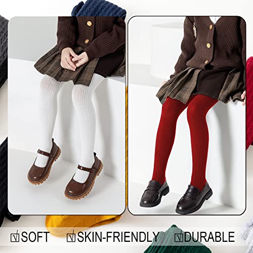 Image of EPEIUS Baby Girl Tights Thick Cable Knit Leggings Seamless Cotton Toddler Girls Stockings School Tights for 2T-12 Years