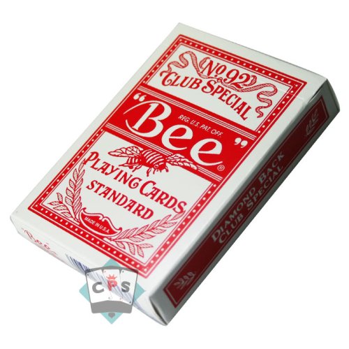 Tour de magie Cartes Poker - Red, White Bee Theme - 52 Cards + 2 Jokers - USPC Manufacturing - Air Cushion Finish - Ages 16+
