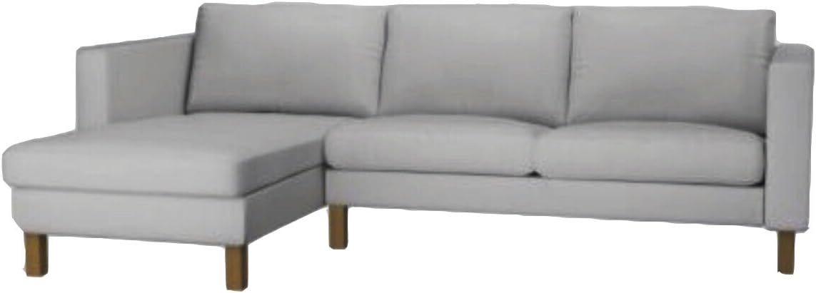 Replace Cover for IKEA Kalstad Two Seat Sofa with Chaise, Replace Loveseat with Chaise Cover, 100% Cotton Fabric, Durable and look elegant (Light Gray)