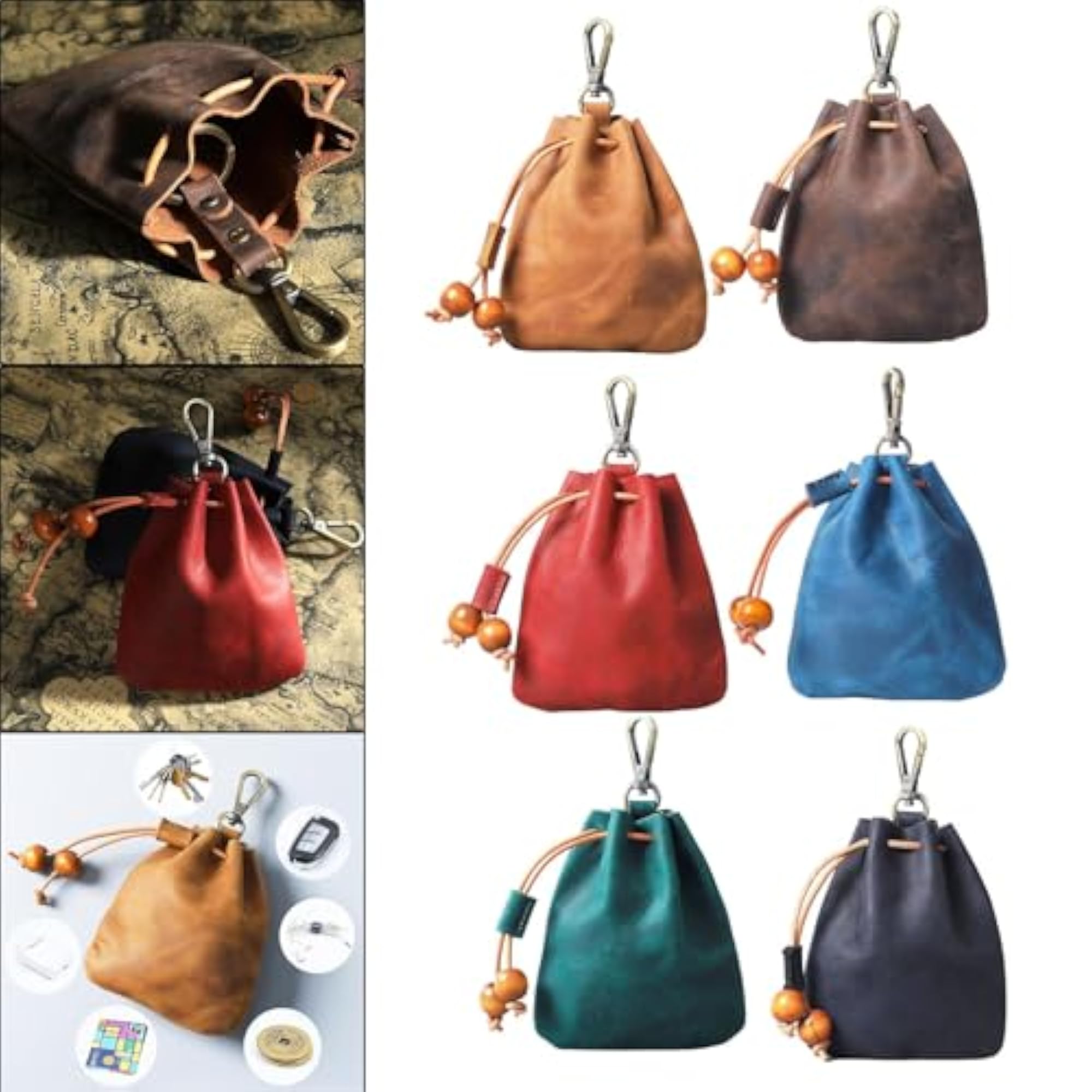 Medieval Leather Coin Purse Bag for Game Playing, Black