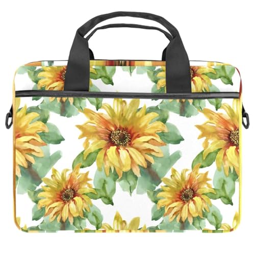 Maletín para ordenador de 14.5 pulgadas tipo bandolera con flores amarillas