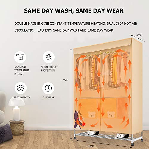 Grote Kledingdroger Warme Lucht Drogen Garderobe Elektrische Kleding Droogrek Dubbele Laag Voor Appartementen 1000W… - Image 3