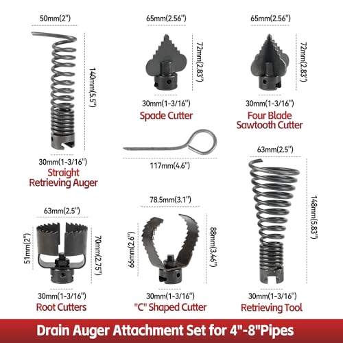 Aepiraza Drain Auger Cutter Set for 1-3/16" Pipe Drain Cleaning Cable for 4"-8" Pipes Compatible with 1-1/4”, 6/5”, and 1-1/2”Cable, K-1000, K-1500, K-1800, K-4000, K-7500 Machine (30mm(1-3/16")) by Aepiraza - Used condition - Image 2