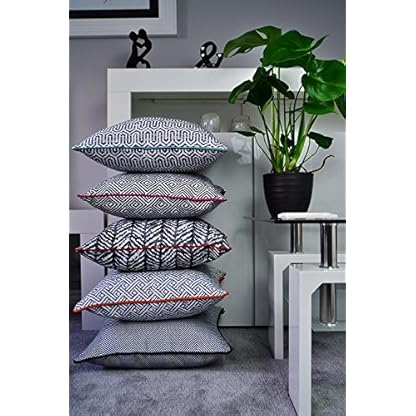McAlister Textiles Black&White | 5er Set Sofakissen mit Füllung Verschiedene Designs 40cm x 40cm | Deko Kissen für Sofa, Couch, Bett – Bild 3