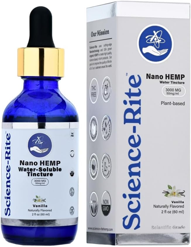 Nano Water-Soluble Hemp - Ultra-Fast-Acting Drops for Maximum Results - Scientific-Grade, 3X Faster, 9X Absorption, Cold Extracted - Mint Flavor. (3000mg)