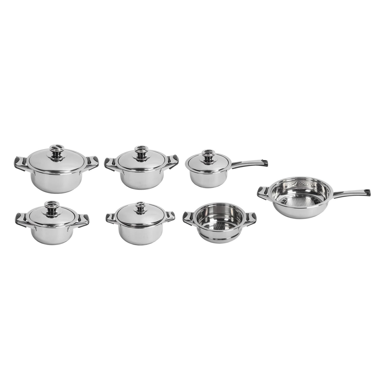 HEEPDD Set di Utensili da Set da da 7 Pezzi Pentole e Padelle per Friggere Cottura Stufato con Conduzione Uniforme del Calore per Chef Domestico Pentole in Acciaio Inossidabile Nan
